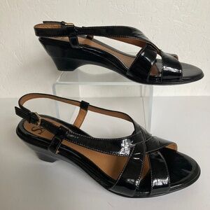 Söfft Andrea Black Patent Leather Sandals Heels